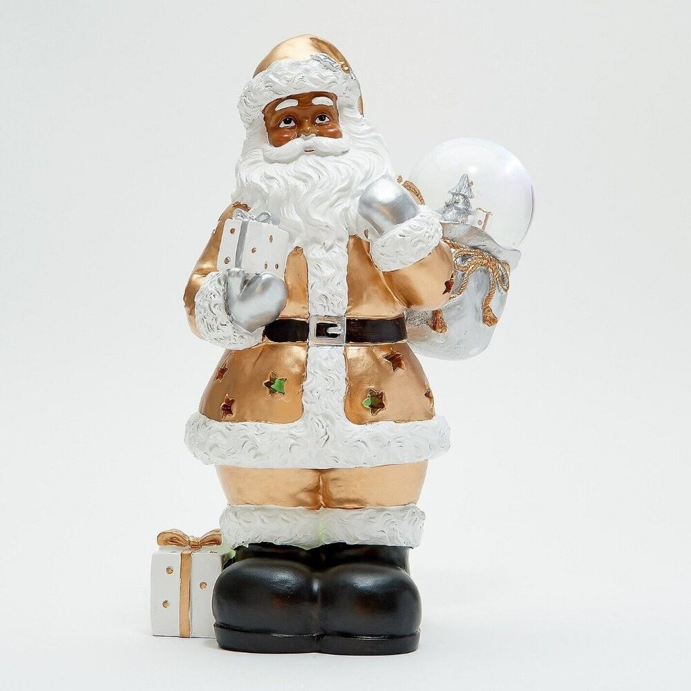 Lightscapes Illuminated Santa w/ Real Snow Globe - Metallic Black H227523 `-